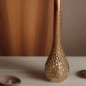 Vintage 15.5"(T) Rossini Empoli Amber Bubble Genie Bottle Italy W/O Stopper